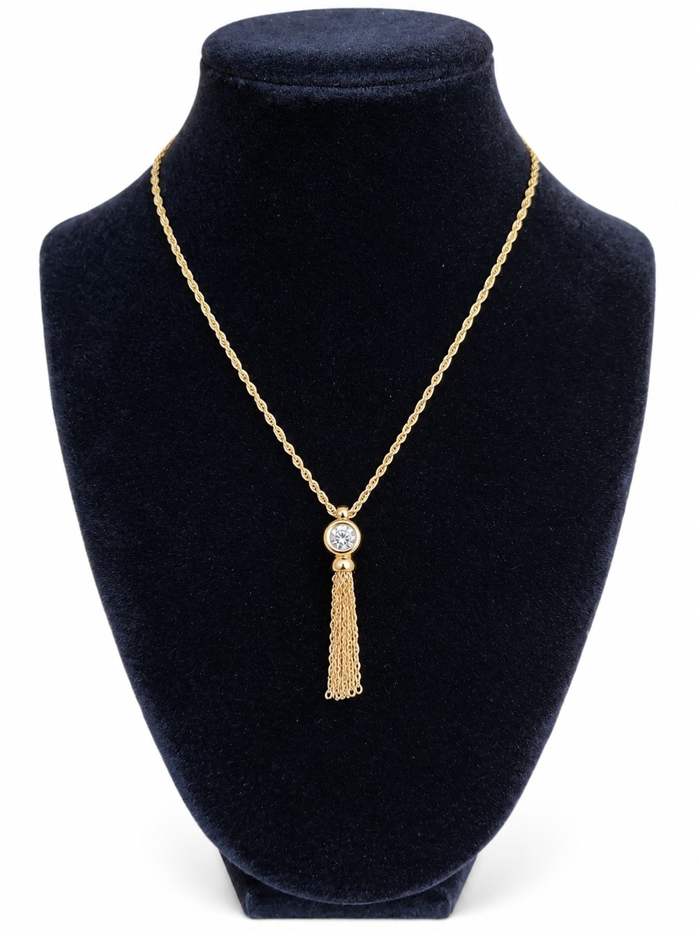 Nina Ricci Paris Gold-Tone Crystal Tassel Pendant Necklace NWT